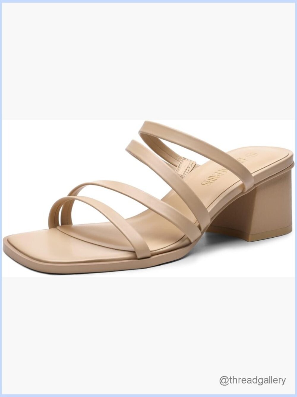 Strappy Block Heel Mules Sandals Square Toe Slip On Chunky Heels Dress Shoes